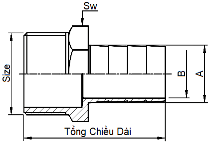 Nối Ống Mềm Bằng Đồng Ren Ngoài MIHA 3/4"-14 (20x8)_drawing