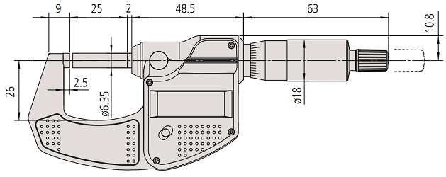 Panme đo ngoài điện tử Mitutoyo 293-831-30 (0-25mm/0-1inch; x0.001mm)_drawing