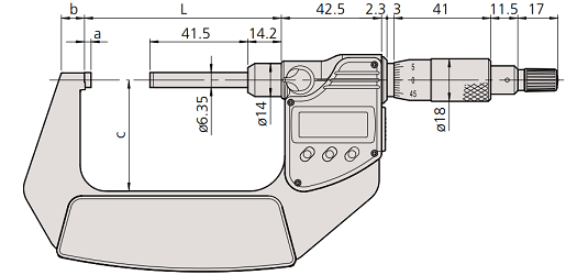 Panme điện tử đo ngoài không xoay Mitutoyo 406-251-30 (25-50mm/0.001mm)_drawing