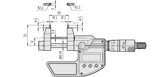 Panme đo trong điện tử Mitutoyo 345-350-30 (5-30mm/0.2-1.2inch x0.001mm)_drawing