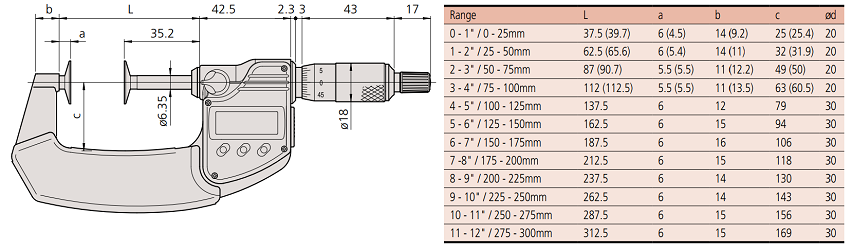 Panme đo bước răng điện tử Mitutoyo 323-250-30 (0-25mm/0.001mm)_drawing