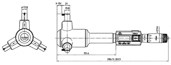 Panme điện tử đo lỗ 3 chấu Mitutoyo 468-174 (100-125mm/0.001mm)_drawing