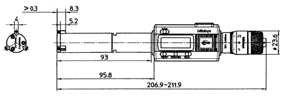 Panme điện tử đo lỗ 3 chấu Mitutoyo 468-167 (25-30mm/0.001mm)_drawing