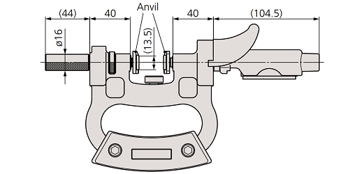 Calip ngàm kiểm tra kích thước Mitutoyo 201-101 (0-25mm/0.01mm)_drawing