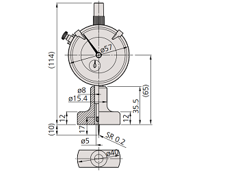 Đồng hồ đo độ sâu Mitutoyo 7210 (0-10mm/0.01mm) đế 40mm_drawing