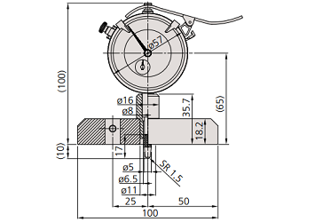 Đồng hồ đo độ sâu Mitutoyo 7220 (0-200mm/0.01mm) đế 100mm_drawing