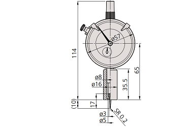 Đồng hồ đo sâu cơ Mitutoyo 7222 (0-10mm/0.01mm) đế tròn_drawing
