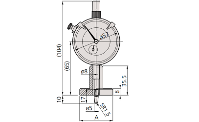 Đồng hồ đo sâu cơ Mitutoyo 7224 (0-10mm/0.01mm) đế tròn_drawing