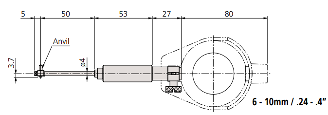 Đồng hồ đo lỗ nhỏ Mitutoyo 511-211 (6-10mm/0.01mm)_drawing