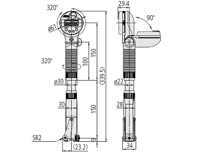 Đồng hồ đo lỗ dạng điện tử Mitutoyo 511-501 (45-100mm/0.001mm)_drawing