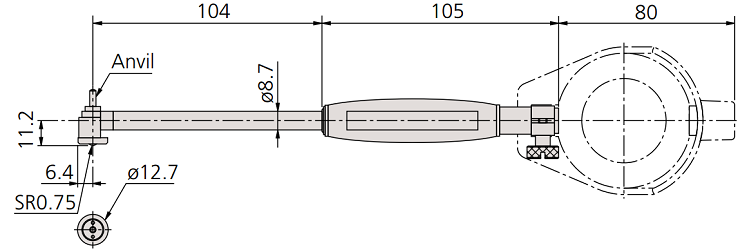 Thân đo lỗ Mitutoyo 511-701 (18-35mm) không bao gồm đồng hồ_drawing