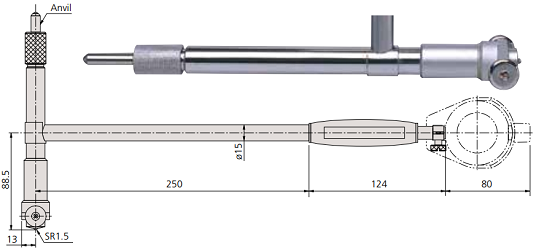 Đồng hồ đo lỗ Mitutoyo 511-716 (250-400mm/0.01mm)_drawing