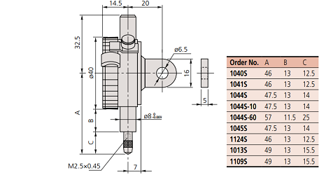 Đồng hồ so kiểu cơ Mitutoyo 1040S (0-3.5mm/0.01mm)_drawing