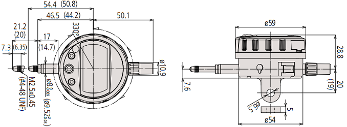 Đồng hồ so điện tử Mitutoyo 543-391B (0-12.7mm/0-0.5inch x0.001mm)_drawing
