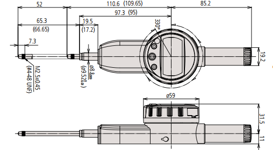 Đồng hồ so điện tử Mitutoyo 543-491B (0-50.8mm/0-2inch x0.001mm)_drawing