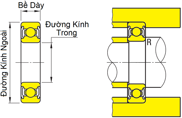 Vòng Bi Không Cần Tra Dầu - Mỡ (12x32x10) SE6201ZZPR_drawing