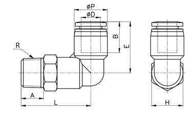 Đầu Nối Khí Cong Ren Ngoài Phi 8 mm Ren10 1/8" CDC PL08-01 (MPL08-01)_drawing