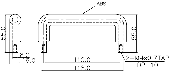 Tay nắm cửa tròn Buyoung 55x118 BYGSU8110-55H_drawing