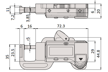 Thước đo độ dày điện tử Mitutoyo 700-119-30 (0-12mm/0.01mm)_drawing