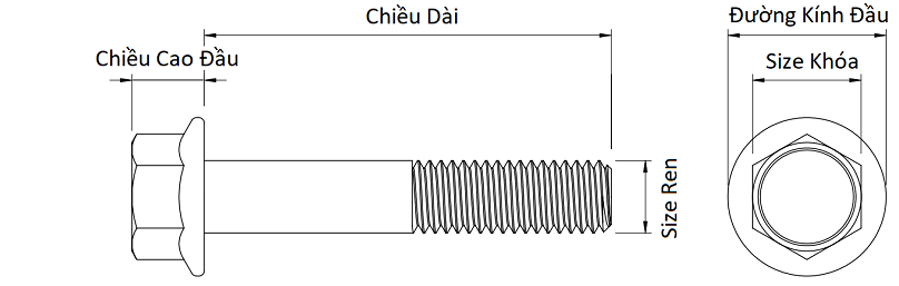 Bulong Đầu Bông Mạ Kẽm Trắng Cr3+ 8.8 DIN6921 M10x70 Ren Lửng (Không Khía)_drawing