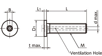 Lục Giác Chìm Trụ Mỏng Có Lỗ Thông Inox 304 M4x6 NBK Dòng SVSHS_drawing