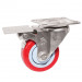 Càng bánh xe di động nhựa TPU đỏ có bạc đạn Phong Thạnh đường kính 100mm đế có thắng hậu B100U21H