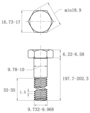 Bulong Nhúng Nóng 8.8 DIN931 M10x200 Ren Lửng_drawing