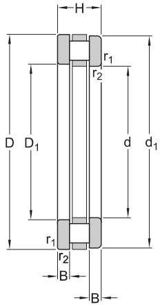 Vòng Bi Đũa Chặn Trục SKF 81109 TN_drawing
