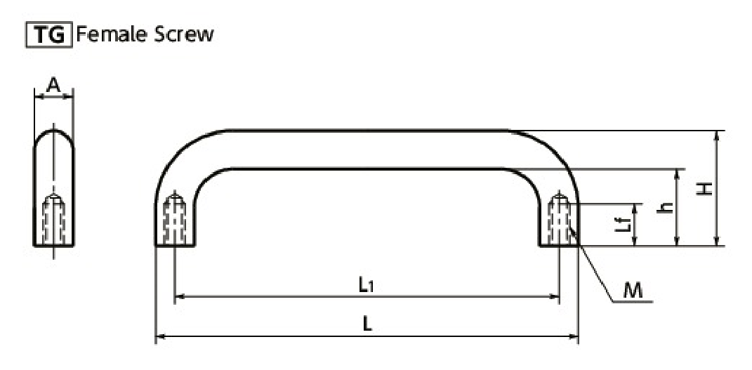 Tay Cầm Inox 303 L108 Ren Trong NBK Dòng TG_drawing