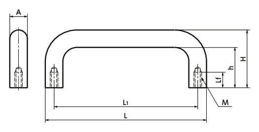 Tay Cầm Inox 304 L80H Ren Trong M5 NBK Dòng UNFS_drawing