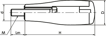 Tay Nắm Xoay Nhựa Đen Phi 18 Ren Ngoài M5 Thép Mạ Chrome NBK Dòng GTR_drawing