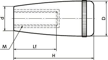 Tay Nắm Nhựa Đen Ren Trong M6 Đồng NBK Dòng KDC_drawing
