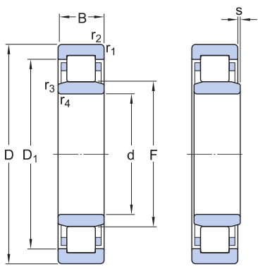 Vòng Bi Đũa Trụ 1 Dãy SKF NU 203 ECP_drawing