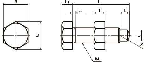 Bulong Dừng Kèm Tán Mạ Đen Đuôi Bầu M10x40 NBK Dòng SSB A_drawing