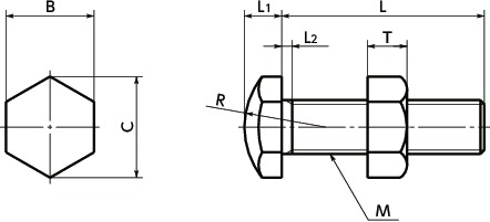 Bulong Dừng Kèm Tán Mạ Đen Đầu Bầu M12x40 NBK Dòng SSB B_drawing