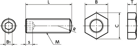 Bulong Chặn Âm Đầu Kèm Tán Mạ Chrome M6x35 NBK Dòng SAN B_drawing