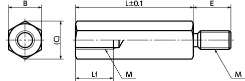 Trụ Lục Giác Đực-Cái Thép Mạ Niken M4x35 NBK Dòng SHA EL_drawing