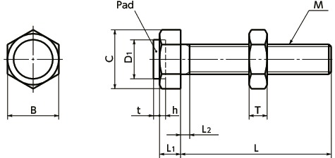 Bulong Chặn Kèm Đệm Và Đai Ốc M4x15 NBK Dòng SUB_drawing
