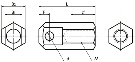 Đai Ốc Xích Con Lăn Thép Mạ Đen 40 M8 NBK Dòng SRF_drawing