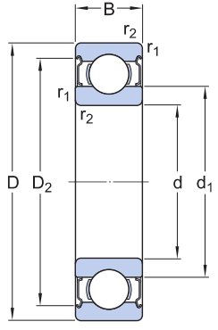 Vòng Bi Cầu Rãnh Sâu 6204-2Z/AEM3/C3_drawing