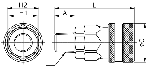 Khớp Nối Nhanh Khí Nén Bi Cái Ren Ngoài R3/4 CDC SM 600_drawing