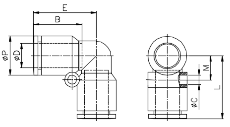 Đầu Nối Nhanh Khí Nén Cong Phi 10 mm Màu Trắng CDC MPUL 10-W_drawing