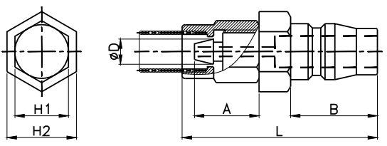 Khớp Nối Nhanh Khí Nén Đực Siết Ống Phi 8mm CDC PN 08_drawing