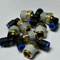 Đầu Nối Nhanh Khí Nén Cong Đen Phi 4 mm Ren Ngoài 1/4