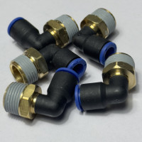 Đầu Nối Nhanh Khí Nén Cong Đen Phi 8 mm Ren Ngoài 3/8