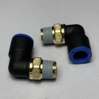 Đầu Nối Nhanh Khí Nén Cong Đen Phi 10 mm Ren Ngoài 1/4