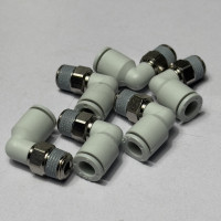 Đầu Nối Nhanh Khí Nén Cong Trắng Phi 6 mm Ren Ngoài 1/8