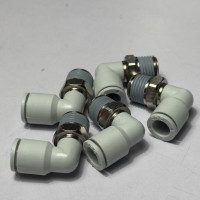 Đầu Nối Nhanh Khí Nén Cong Trắng Phi 8 mm Ren Ngoài 1/4
