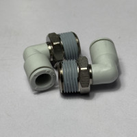 Đầu Nối Nhanh Khí Nén Cong Trắng Phi 8 mm Ren Ngoài 3/8