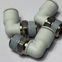 Đầu Nối Nhanh Khí Nén Cong Trắng Phi 10 mm Ren Ngoài 3/8